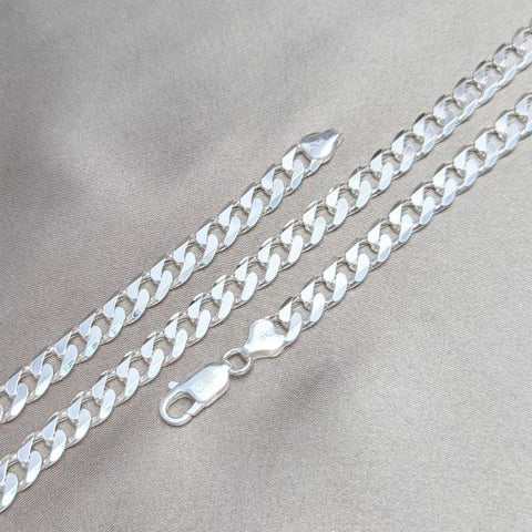 Pulsera Básica 04.420.0026.09 Plata Rodinada, Diseño de Cubana, Pulido, Plateado