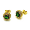 Arete Dormilona 02.344.0170 Oro Laminado, Diseño de Cluster, con Zirconia Cubica Verde y Micro PaveBlanca, Pulido, Dorado