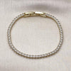 Pulsera Tennis 03.213.0347.07 Oro Laminado, con Zirconia Cubica Blanca, Pulido, Dorado