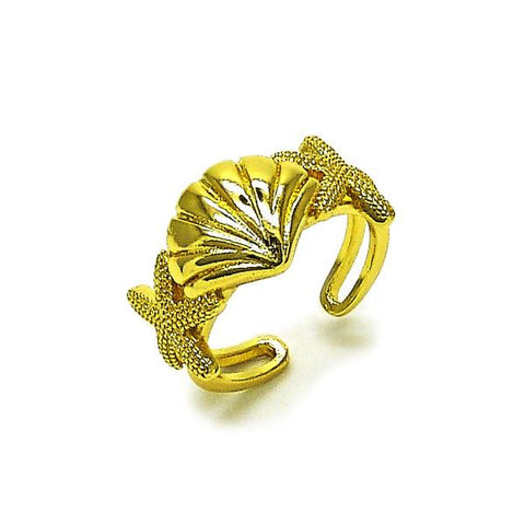 Anillo Elegante 01.341.0168 Oro Laminado, Diseño de Concha y Estrella, Diseño de Concha, Pulido, Dorado