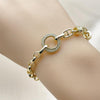 Pulsera Elegante 03.213.0387.07 Oro Laminado, Diseño de Mariner y Puff Mariner, Diseño de Mariner, con Micro Pave Blanca, Pulido, Dorado