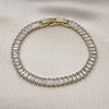 Pulsera Tennis 03.130.0005.5.07 Oro Laminado, Diseño de Baguette, con Zirconia Cubica Blanca, Pulido, Dorado
