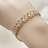 Pulsera Tennis 03.284.0060.1.07 Oro Laminado, Diseño de Cereza, con Micro Pave Granate y Verde, Pulido, Dorado