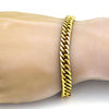 Pulsera Básica 03.256.0001.09 Acero Inoxidable, Diseño de Cubana, Pulido, Dorado