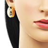 Arete Dormilona 02.213.0702 Oro Laminado, Diseño de Chunky, Pulido, Dorado