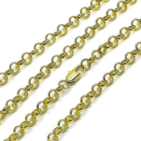 Gargantilla Básica 04.213.0353.24 Oro Laminado, Diseño de Rolo, Pulido, Dorado