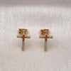 Arete Dormilona 02.342.0119 Oro Laminado, Diseño de Cruz, con Micro Pave Blanca, Pulido, Dorado