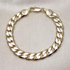 Pulsera Básica 04.213.0299.08 Oro Laminado, Diseño de Cubana, Pulido, Dorado