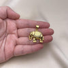 Dije Elegante 05.342.0178 Oro Laminado, Diseño de Elefante, con Micro Pave Blanca y Negro, Pulido, Dorado