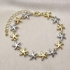 Pulsera Tennis 03.341.0244.07 Oro Laminado, Diseño de Estrella, Pulido, Dos Tonos