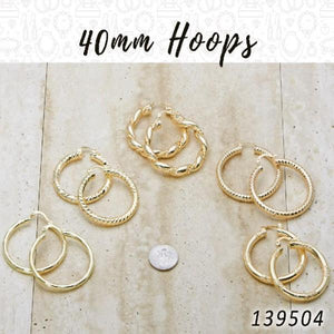 Kit Surtido de 27 Pares de Argollas de 40 mm de Oro Laminado al por mayor — SKU 139504