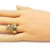 Anillo Multi Piedra 01.341.0164 Oro Laminado, Diseño de Estrella y Concha, Diseño de Estrella, con Micro Pave Blanca, Pulido, Dorado