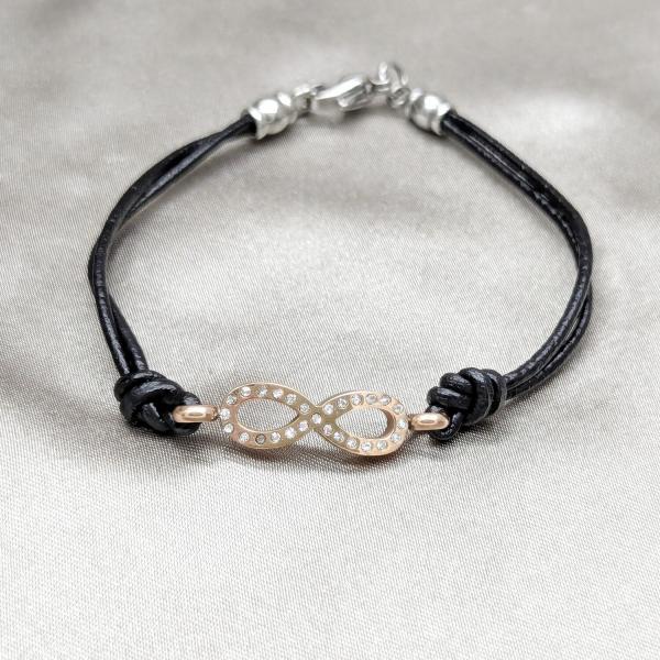 Pulsera Elegante 03.63.22131.07 Acero Inoxidable, Diseño de Infinito, con Cristal Blanca, Pulido, Oro Rosado