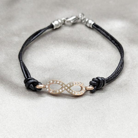 Pulsera Elegante 03.63.22131.07 Acero Inoxidable, Diseño de Infinito, con Cristal Blanca, Pulido, Oro Rosado