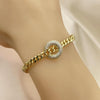 Pulsera Elegante 03.403.0001.07 Oro Laminado, Diseño de Miami Cubana y Candado, Diseño de Miami Cubana, con Micro Pave Blanca, Pulido, Dorado