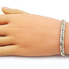Pulsera Básica 03.213.0355.08 Oro Laminado, Diseño de Cubana, Pulido, Tricolor