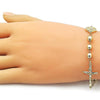 Pulsera Elegante 03.213.0362.08 Oro Laminado, Diseño de San Benito y Crucifijo, Diseño de San Benito, Pulido, Dorado