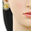 Arete Dormilona 02.282.0035 Oro Laminado, Diseño de Flor y Bola, Diseño de Flor, Pulido, Dorado