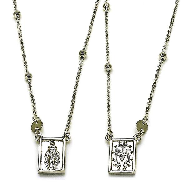 Collares con Dije 04.253.0033.26 Oro Laminado, Diseño de Medalla Milagrosa y Cruz, Diseño de Medalla Milagrosa, Pulido, Dorado