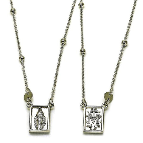 Collares con Dije 04.253.0033.26 Oro Laminado, Diseño de Medalla Milagrosa y Cruz, Diseño de Medalla Milagrosa, Pulido, Dorado