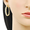 Argolla Huggie 02.204.0054.35 Oro Laminado, con Micro Pave Blanca, Pulido, Dorado