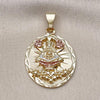 Dije Religioso 05.120.0103 Oro Laminado, Diseño de Caridad del Cobre, Diamantado, Tricolor