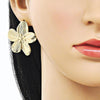 Arete Dormilona 02.213.0819 Oro Laminado, Diseño de Flor, Diamantado, Dorado