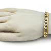 Pulsera Básica 03.257.0002.09 Acero Inoxidable, Diseño de Figaro, Pulido, Dorado