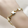 Pulsera Elegante 03.213.0383.08 Oro Laminado, Diseño de Puff Mariner, con Zirconia Cubica Blanca, Pulido, Dorado