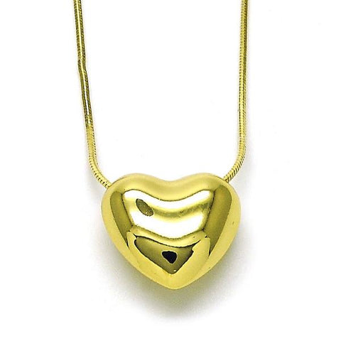 Collares con Dije 04.341.0119.20 Oro Laminado, Diseño de Corazon, Pulido, Dorado