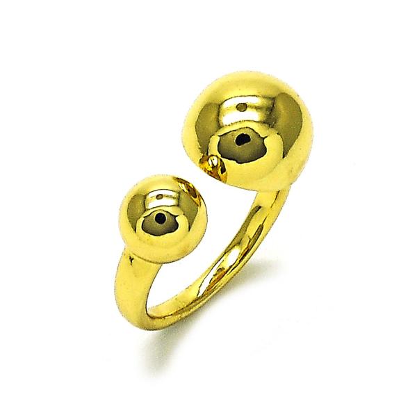 Anillo Elegante 01.341.0122 Oro Laminado, Diseño de Bola, Pulido, Dorado