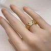 Anillo Multi Piedra 01.196.0016 Oro Laminado, con Micro Pave Blanca, Pulido, Dorado