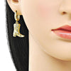 Arete Colgante 02.341.0254 Oro Laminado, Diseño de Zapato y Flor, Diseño de Zapato, con Zirconia Cubica Blanca, Pulido, Dorado