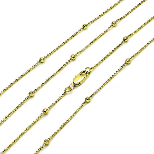 Gargantilla Básica 04.213.0248.30 Oro Laminado, Diseño de Rolo y Bola, Diseño de Rolo, Pulido, Dorado