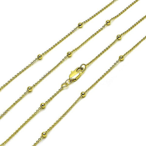 Gargantilla Básica 04.213.0248.30 Oro Laminado, Diseño de Rolo y Bola, Diseño de Rolo, Pulido, Dorado