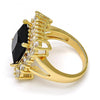 Anillo Multi Piedra 01.205.0012.3.08 Oro Laminado, con Zirconia Cubica Negro y Blanca, Pulido, Dorado