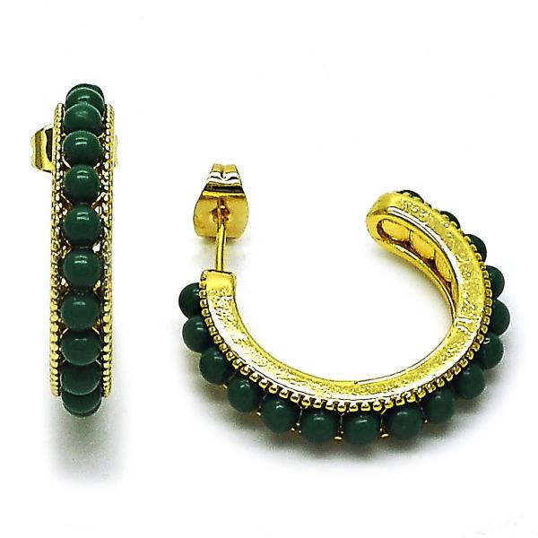 Argolla Pequeña 02.282.0030.1.25 Oro Laminado, con Perla Verde, Pulido, Dorado