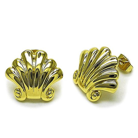 Arete Dormilona 02.282.0045 Oro Laminado, Diseño de Concha, Pulido, Dorado