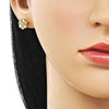 Arete Dormilona 02.170.0532 Oro Laminado, Diseño de Flor, Pulido, Dorado