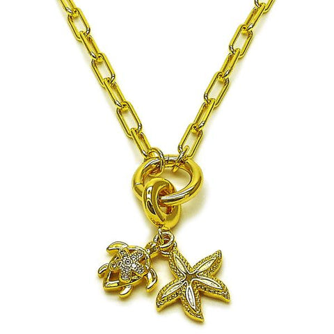 Gargantilla Elegante 04.341.0243.20 Oro Laminado, Diseño de Tortuga y Estrella, Diseño de Tortuga, con Micro Pave Blanca, Pulido, Dorado