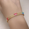 Pulsera Elegante 03.331.0214.08 Oro Laminado, Diseño de Mariposa y Bismarco, Diseño de Mariposa, Esmaltado Multicolor, Dorado