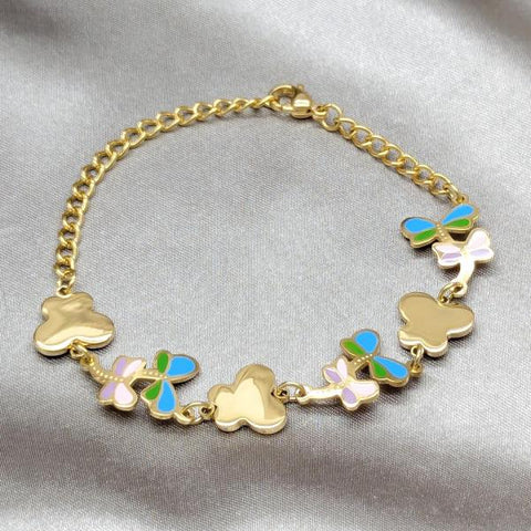 Pulsera Elegante 03.63.22116.08 Acero Inoxidable, Diseño de Mariposa, Pulido, Dorado