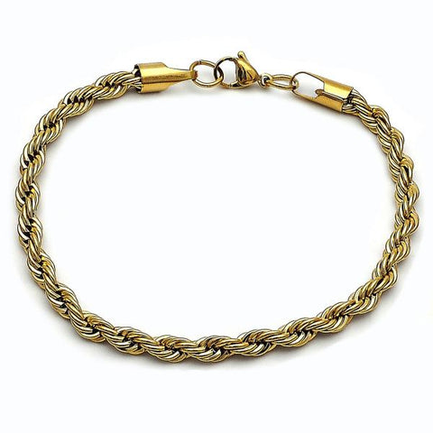 Pulsera Básica 03.435.0005.09 Acero Inoxidable, Diseño de Rope, Pulido, Dorado