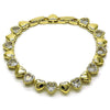 Pulsera Tennis 03.213.0335.08 Oro Laminado, Diseño de Corazon, con Zirconia Cubica Blanca, Pulido, Dorado