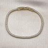 Pulsera Tennis 03.213.0346.07 Oro Laminado, con Zirconia Cubica Blanca, Pulido, Dorado