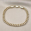 Pulsera Básica 03.213.0100.08 Oro Laminado, Diseño de Miami Cubana, Pulido, Dorado