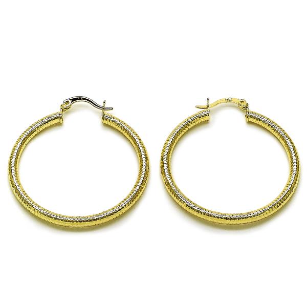 Argolla Mediana 02.213.0258.40 Oro Laminado, Diseño de Hueco, Diamantado, Dorado