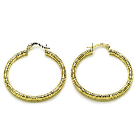 Argolla Mediana 02.213.0258.40 Oro Laminado, Diseño de Hueco, Diamantado, Dorado