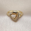 Anillo Multi Piedra 01.310.0044 Oro Laminado, Diseño de Delfin y Corazon, Diseño de Delfin, con Zirconia Cubica Blanca, Pulido, Dorado