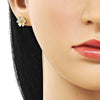 Arete Dormilona 02.170.0531 Oro Laminado, Diseño de Flor, Mate, Dorado